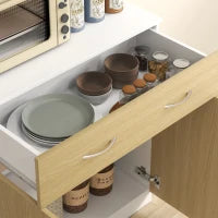 Credenza Cucina con Armadietti a 2 Ante e Cassetto, 80x40x180cm, Colore Legno