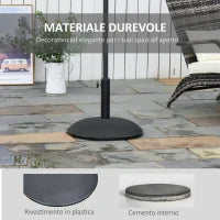 Base per Ombrellone da Giardino in Cemento con Palo di Ø35mm, Ø38mm, Ø48mm, Nero Ø49x37 cm