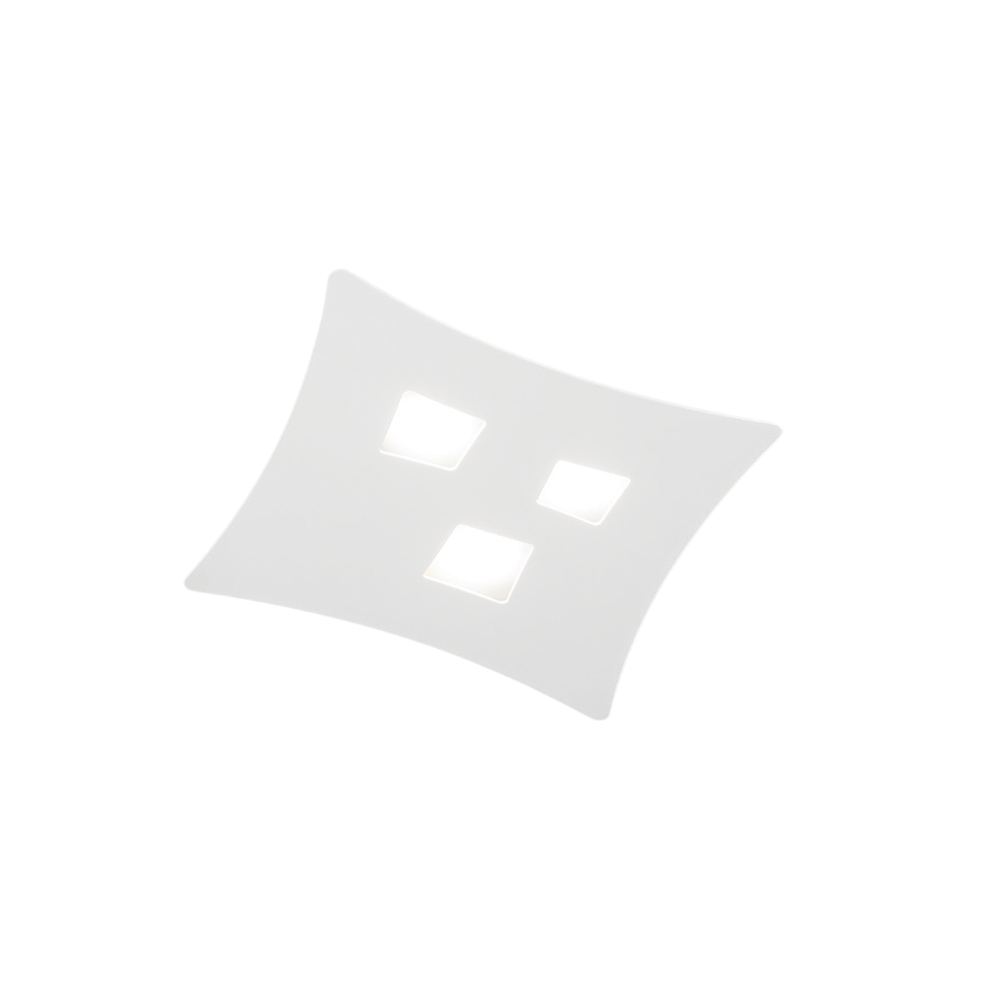 Plafoniera Isotta moderna 3 luci GX53 bianca - Lampada da soffitto in metallo curvato 40x44cm, design geometrico, max 3x8W, IP20, lampadine escluse