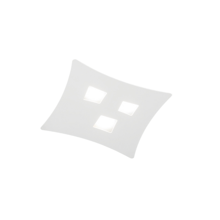 Plafoniera Isotta moderna 3 luci GX53 bianca - Lampada da soffitto in metallo curvato 40x44cm, design geometrico, max 3x8W, IP20, lampadine escluse