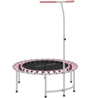Trampolino Fitness Ø102 cm con Manico Regolabile su 5 Livelli e Telaio in Acciaio, Rosa
