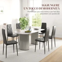Set di 6 Sedie da Pranzo Moderne con Schienale Alto in Finta Pelle e Acciaio, 41x50x97 cm, Nero