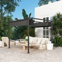 Pergola da Giardino 3 x 3 m con Tetto Regolabile, Struttura in Metallo, Protezione UPF30+, Pergola per Veranda o Terrazza, Grigio Scuro