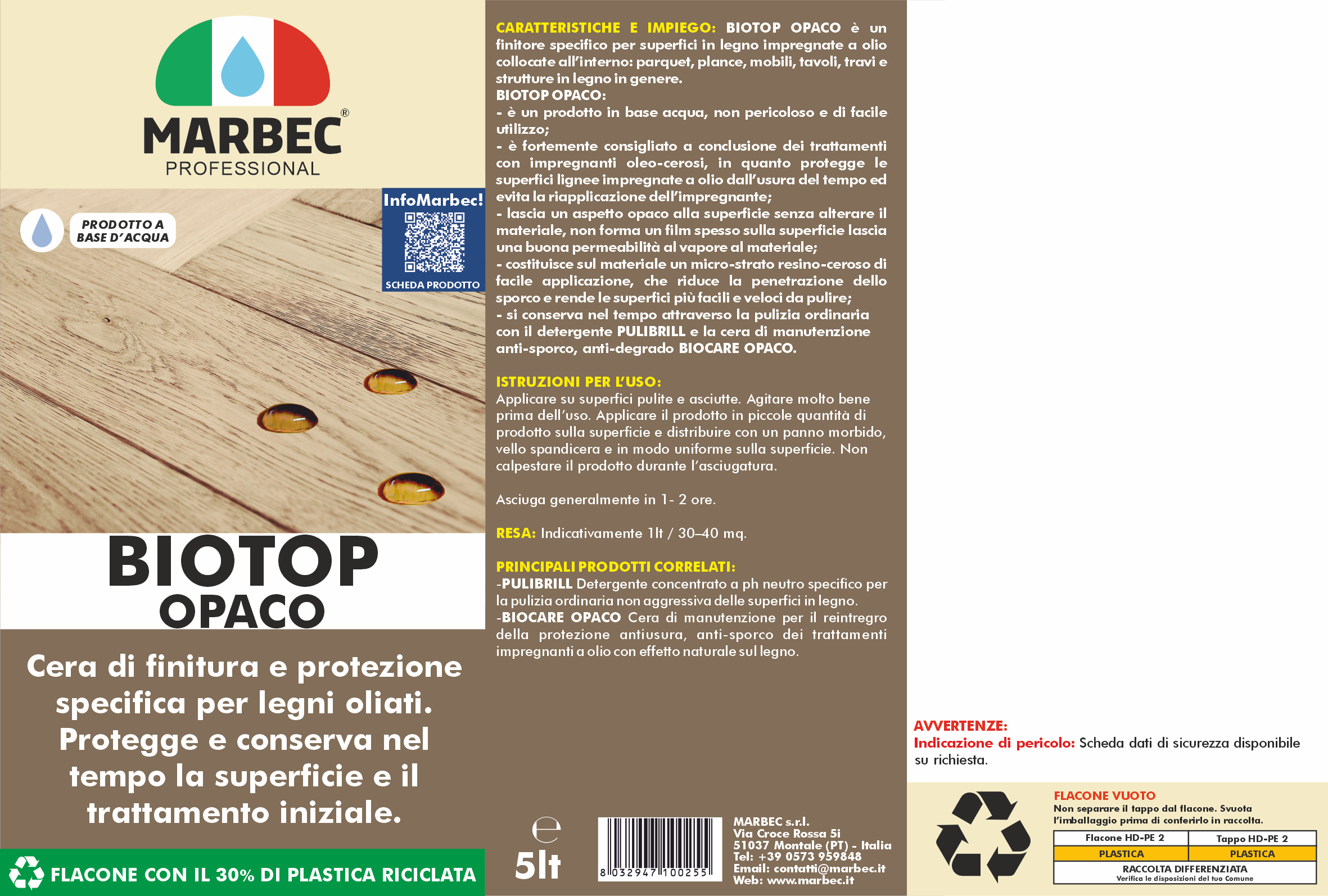 Cera per parquet BIOTOP OPACO   5LT