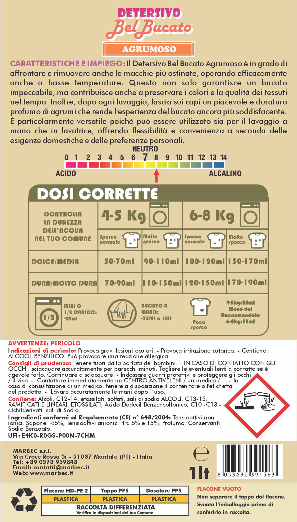 DETERSIVO BelBucato Agrumoso 1LTx6Pz