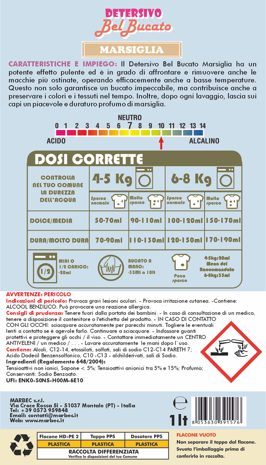 DETERSIVO BelBucato Marsiglia 1LTx6Pz