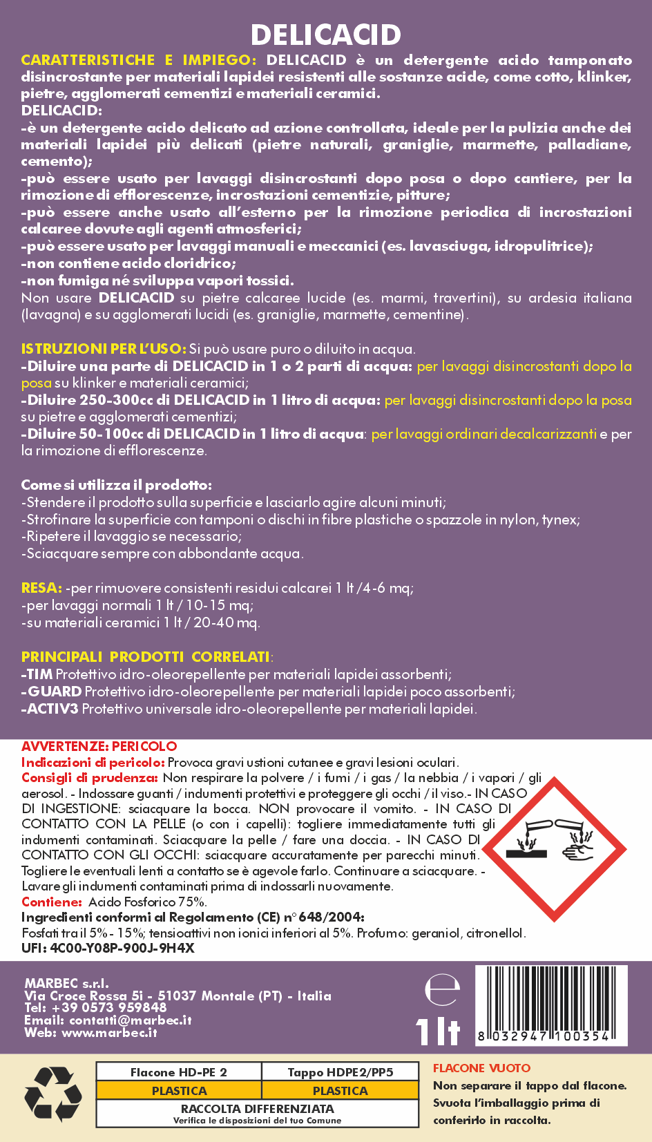 Acido tamponato DELICACID   1LTx6Pz