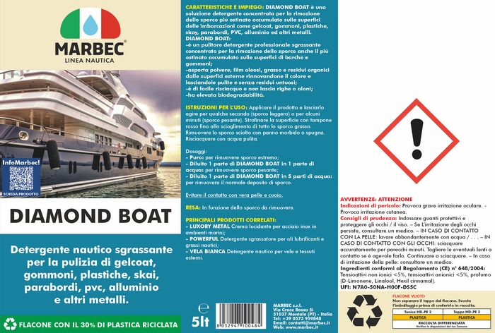 Detergente nautico multiuso DIAMOND BOAT   5LTx4Pz