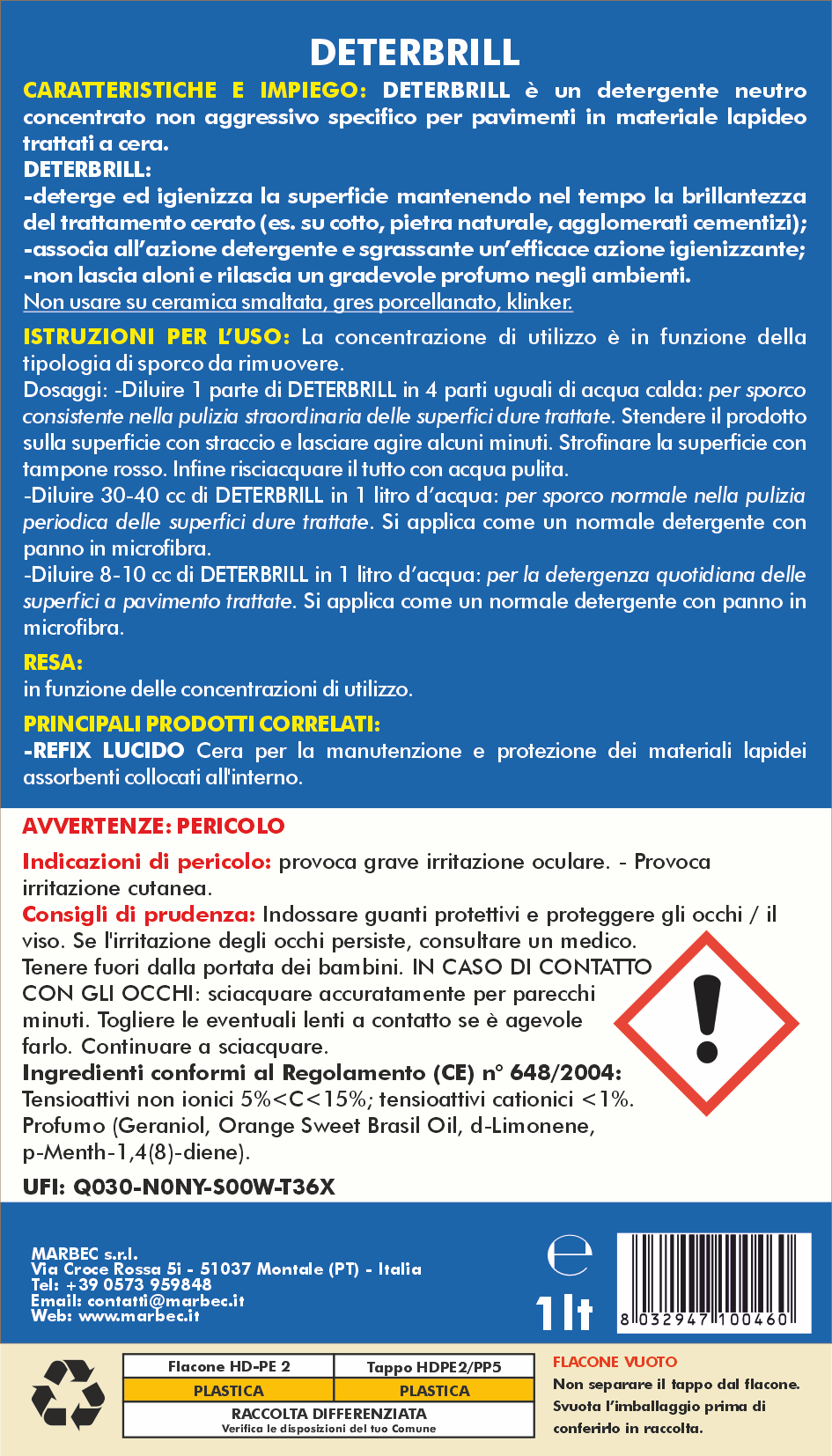 Pulizia pavimenti DETERBRILL   1LT