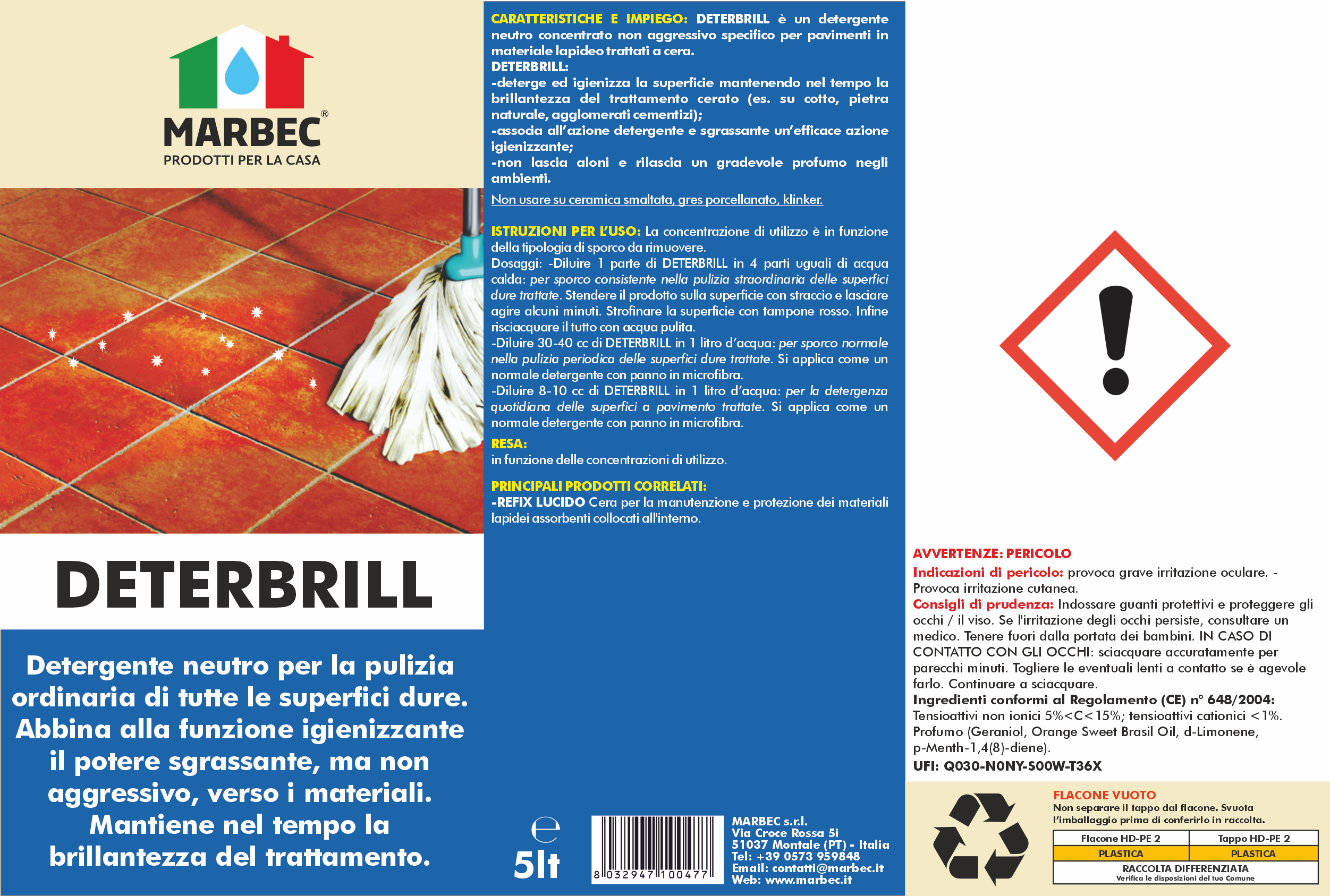 Pulizia pavimenti DETERBRILL   5LT