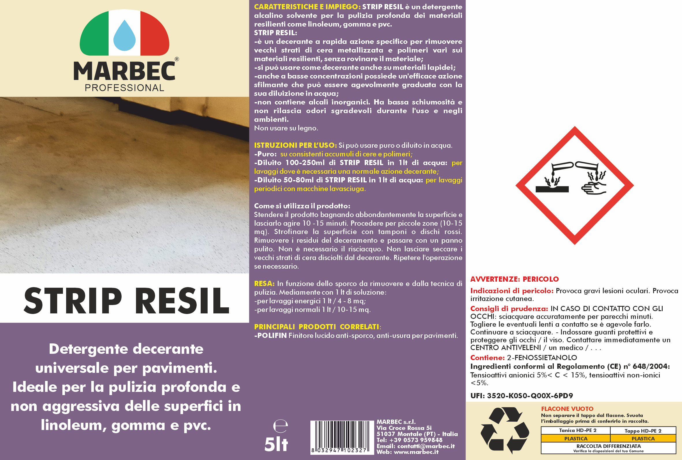 Pulizia linoleum STRIP RESIL   5LT