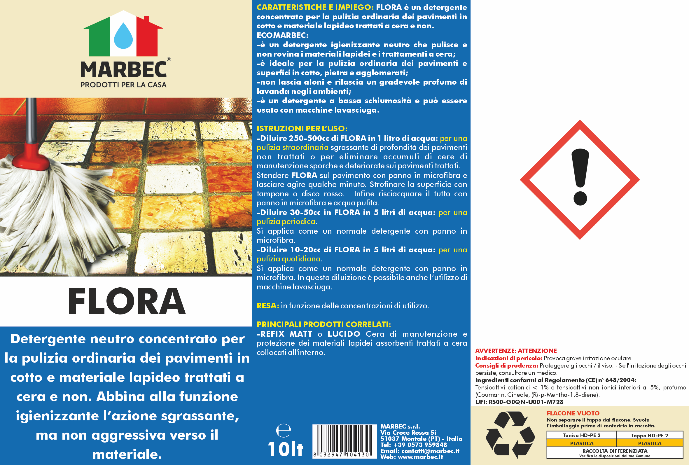 Pulizia pavimenti FLORA   10LT