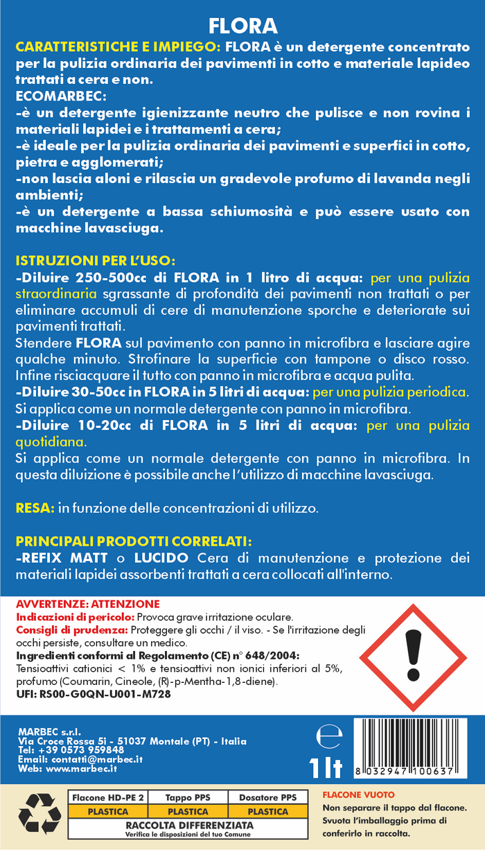 Pulizia pavimenti FLORA   1LTx6Pz