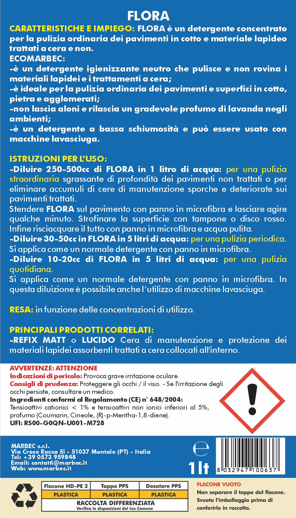 Pulizia pavimenti FLORA   1LT