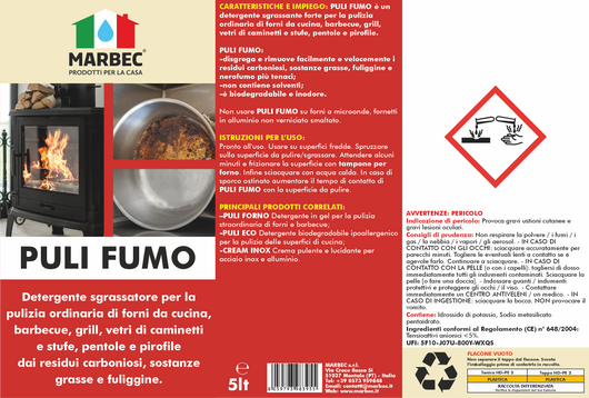 Detergente Rapido per Forni, Barbecue e Vetri Caminetti | PULI FUMO 5LTx4Pz