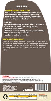 Detergente per pulire divano, tappeti e moquette PULI TEX   750ML