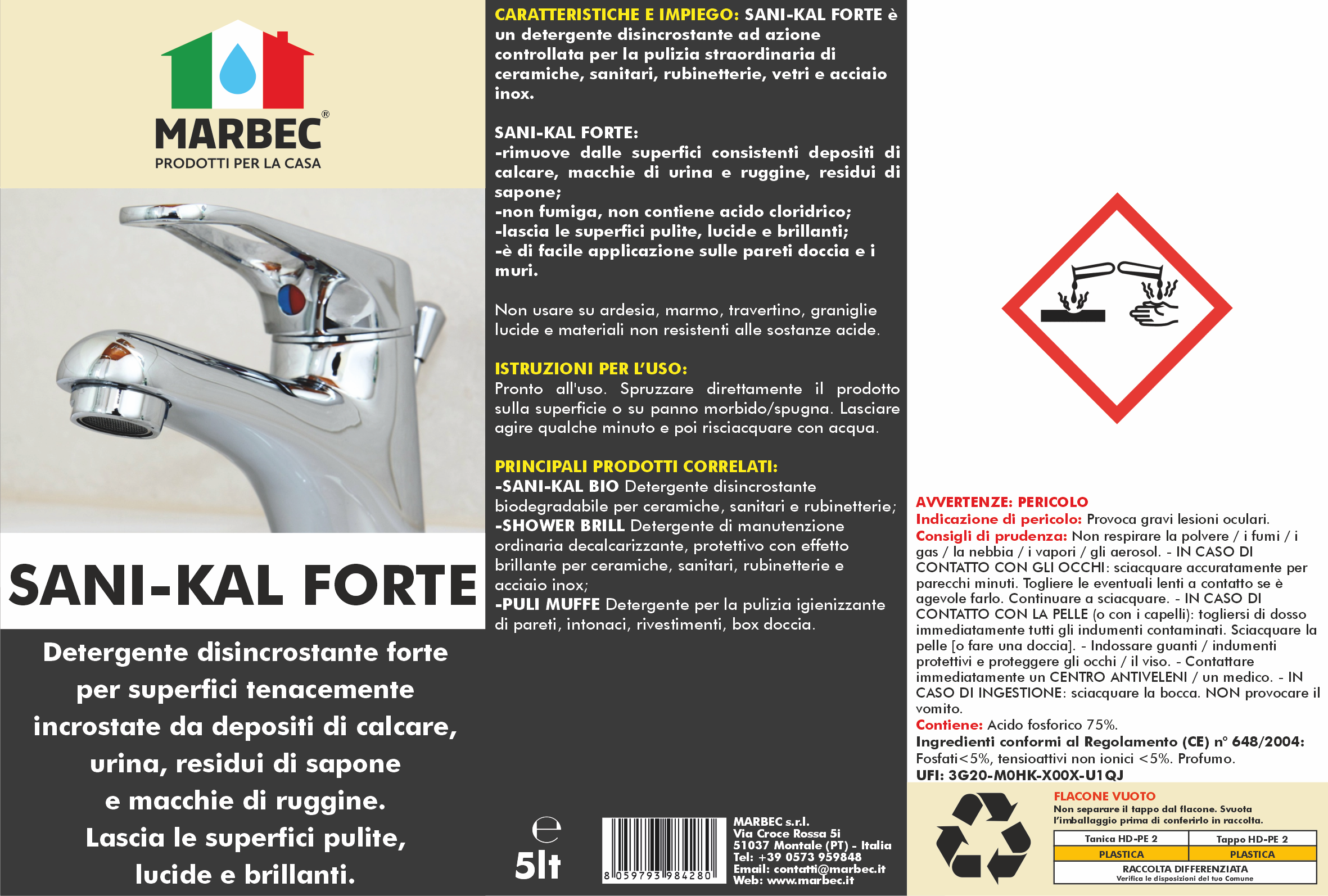 Anticalcare SANI-KAL FORTE   5LTx4Pz