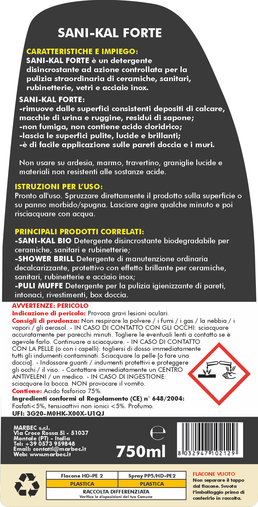 Anticalcare SANI-KAL FORTE   750ML