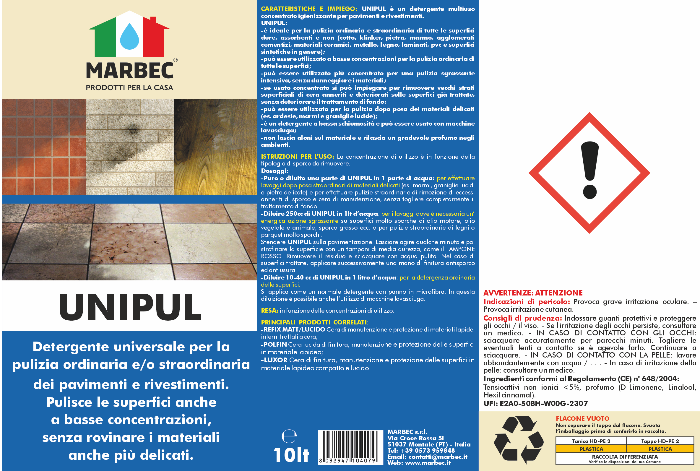 Pulizia pavimenti UNIPUL   10LT