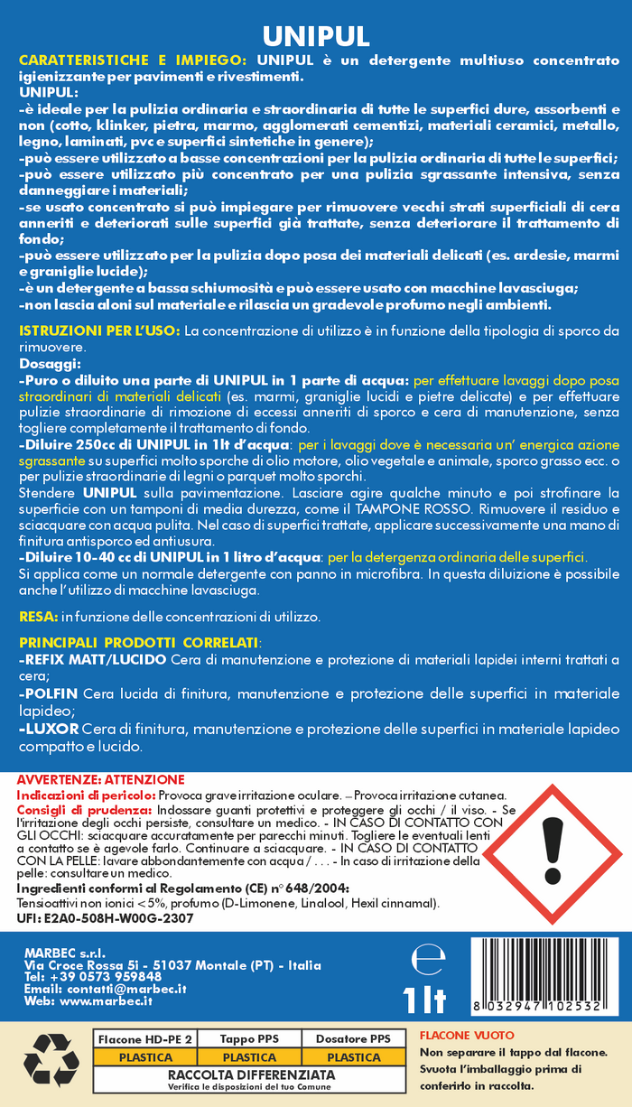 Pulizia pavimenti UNIPUL   1LTx6Pz
