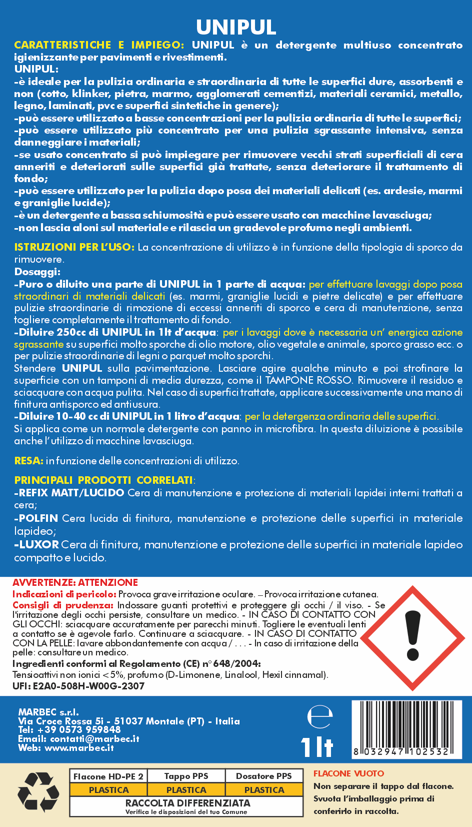 Pulizia pavimenti UNIPUL   1LTx6Pz