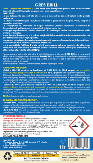 Detergente per gres porcellanato GRES BRILL   1LTx6Pz