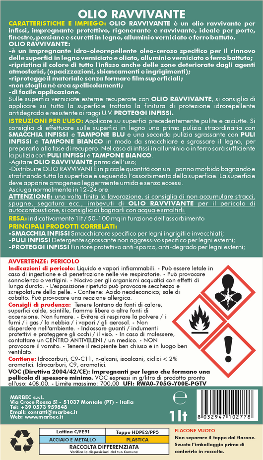 Olio Ravvivante 1LT + Panno microfibra