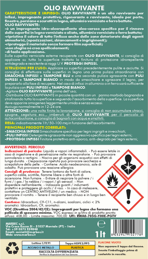 Restauro legno verniciato OLIO RAVVIVANTE   1LTx6Pz