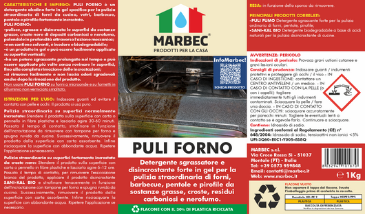 Gel Disincrostante Forte per la pulizia di Forni e Barbecue PULI FORNO 1KGx6Pz