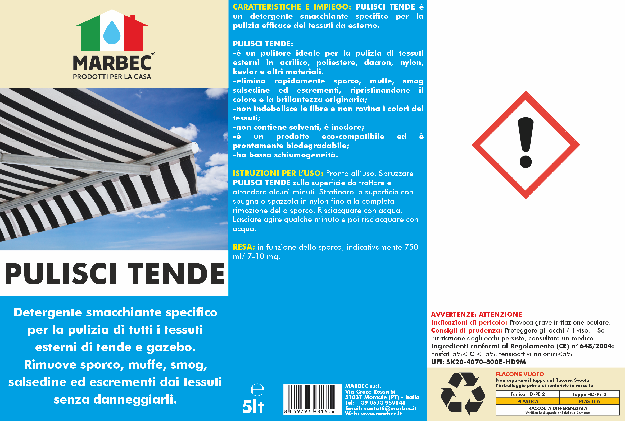 Detergente per la pulizia di tende PULISCI TENDE   5LT