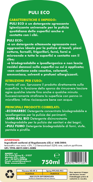 Detergente per superfici a contatto con gli alimenti PULI ECO   750MLx6Pz