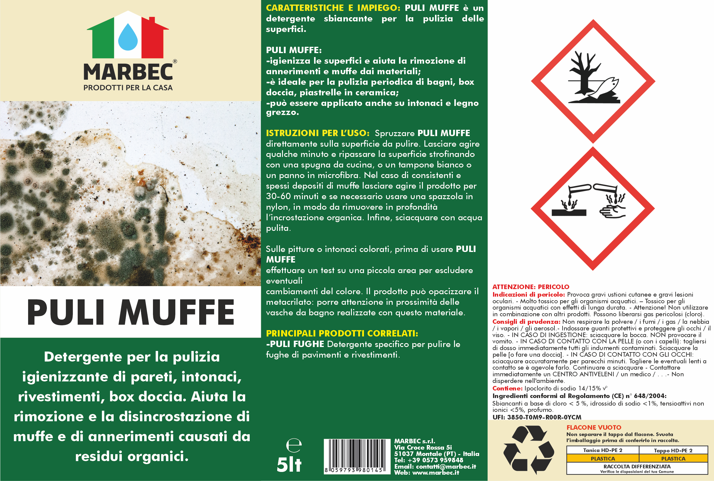 Detergente per rimuovere muffa PULI MUFFE   5LT