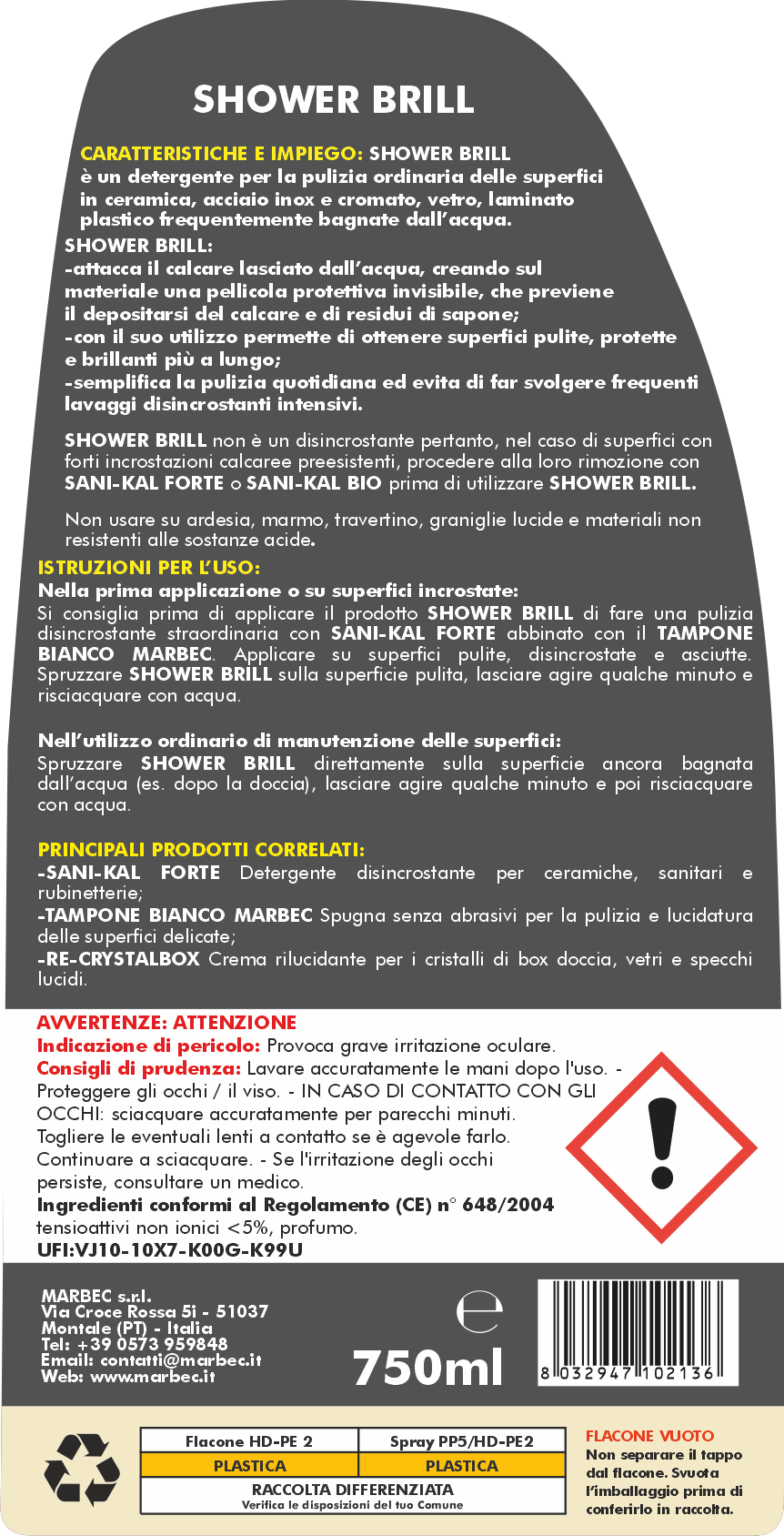 Anticalcare SHOWER BRILL   750MLx6Pz