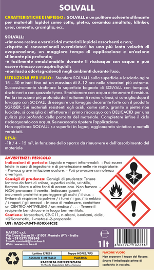 Pulitore sfilmante per materiali lapidei SOLVALL   1LTx6Pz