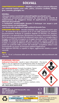 Pulitore sfilmante per materiali lapidei SOLVALL   1LT detergente + TAMPONE NERO