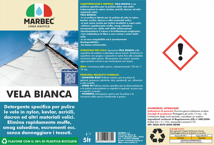 Detergente smacchiante per vele VELA BIANCA   5LT