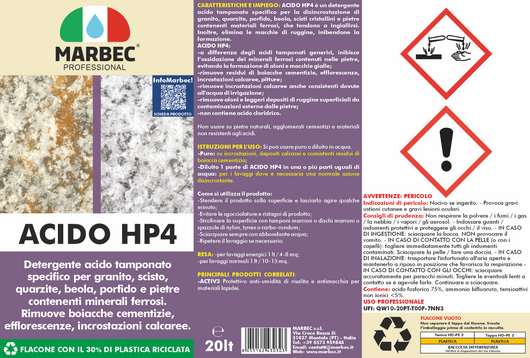 Detergente Acido tamponato per profido e granito ACIDO HP4    20LT