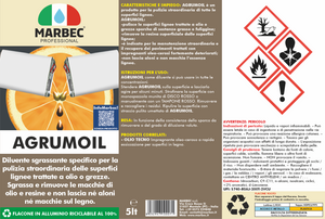 Diluente sgrassante per legno in d limonene AGRUMOIL   5LT