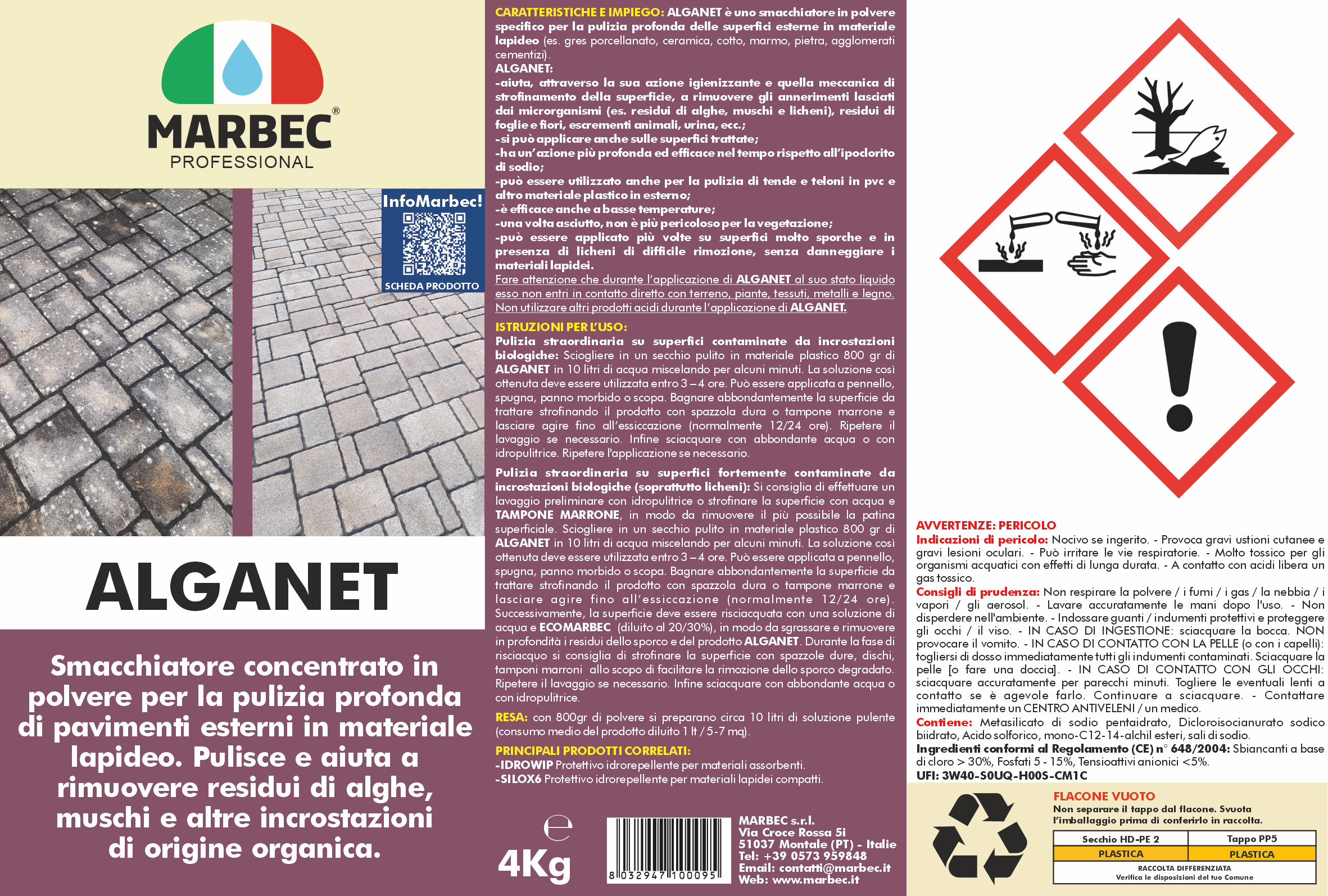 Pulizia pavimenti esterni ALGANET   4KGx4Pz