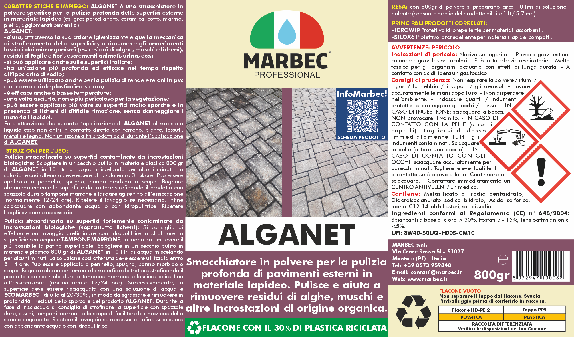 Pulizia pavimenti esterni ALGANET   800GRx6Pz