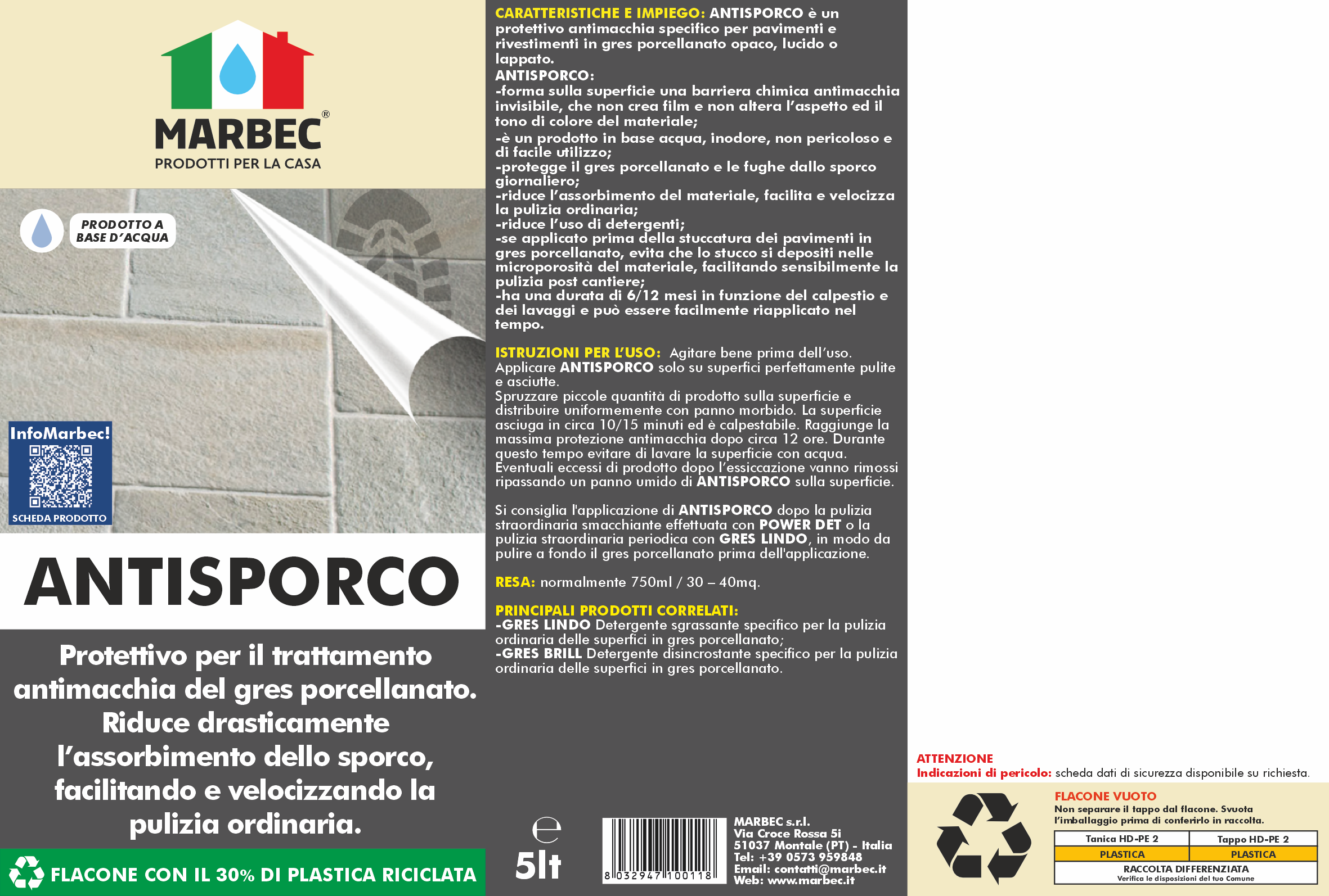 Antimacchia per gres ANTISPORCO   5LTx4Pz