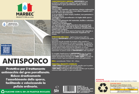 Antimacchia per gres ANTISPORCO   5LTx4Pz