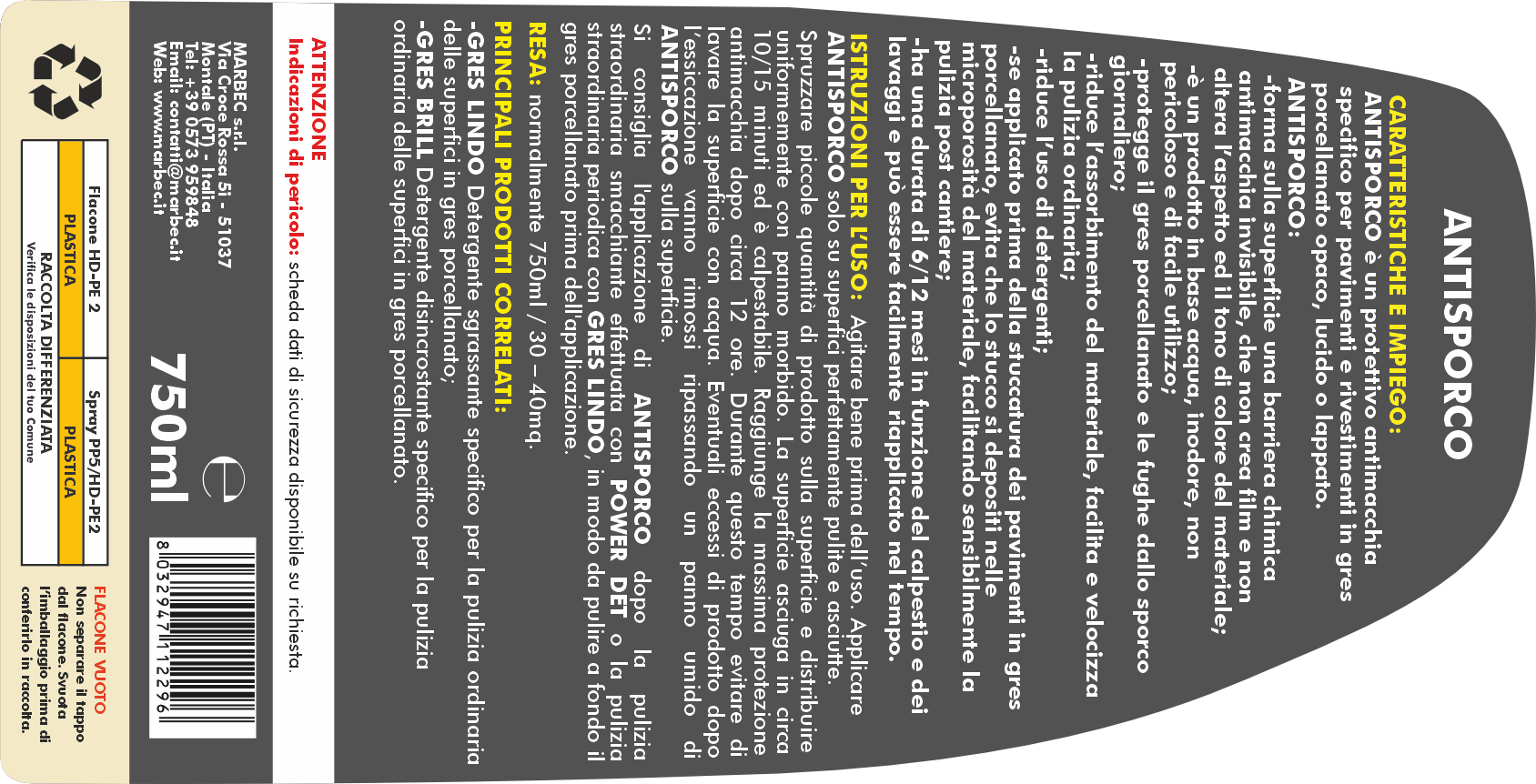 Antimacchia per gres ANTISPORCO   750ML