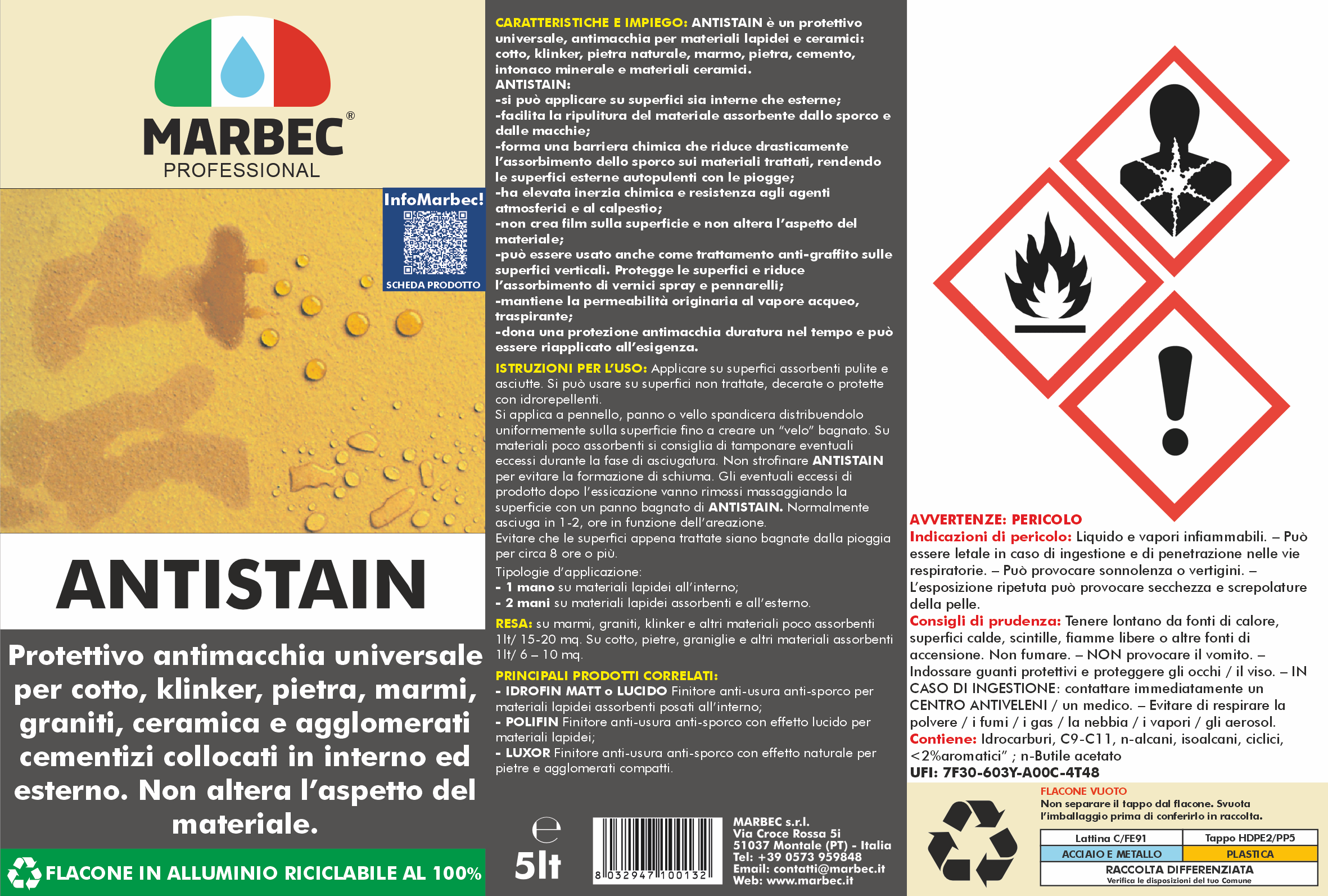 Trattamento pavimenti e rivestimenti ANTISTAIN   5LT