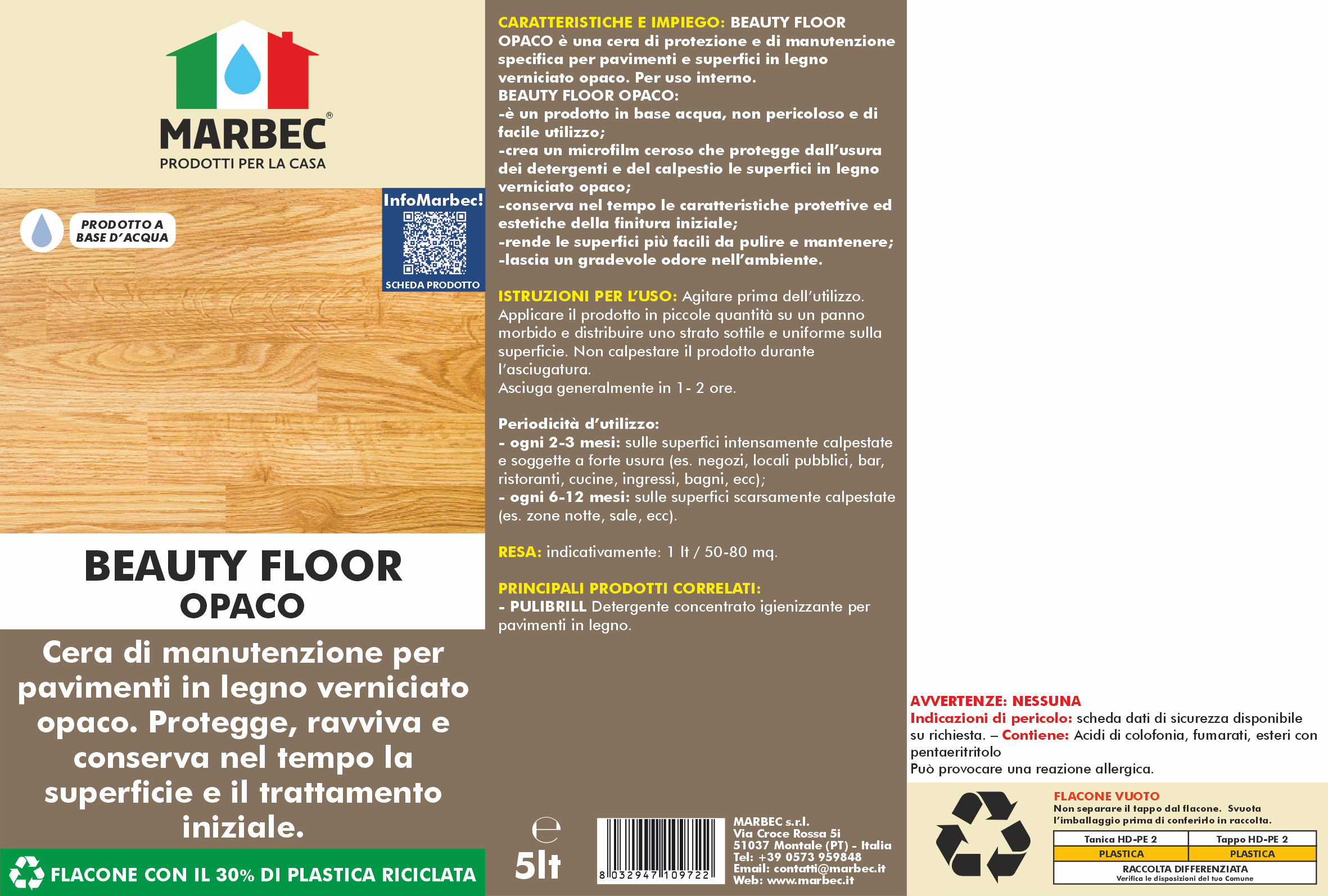 Cera per parquet BEAUTY FLOOR OPACO   5LTx4Pz