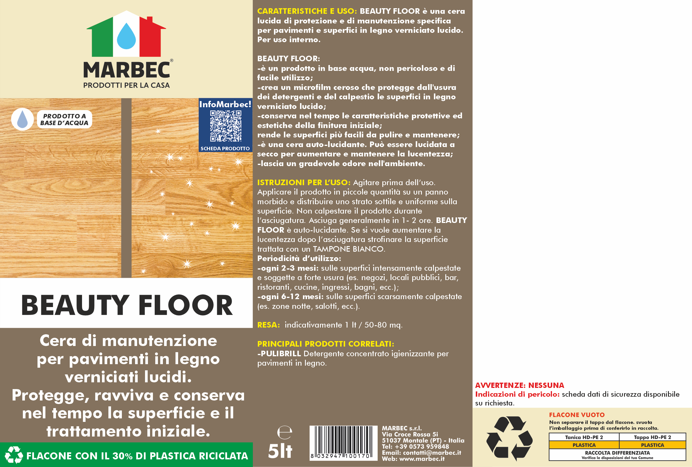 Cera per parquet BEAUTY FLOOR   5LT