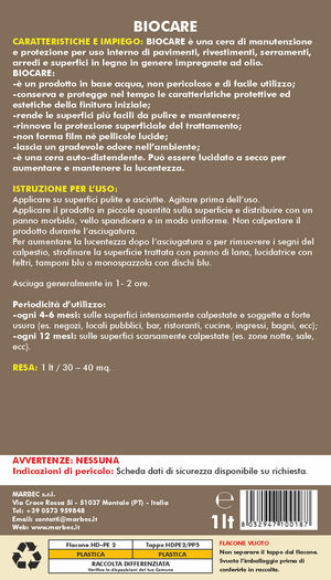 Cera per legno oliato BIOCARE   1LTx6Pz