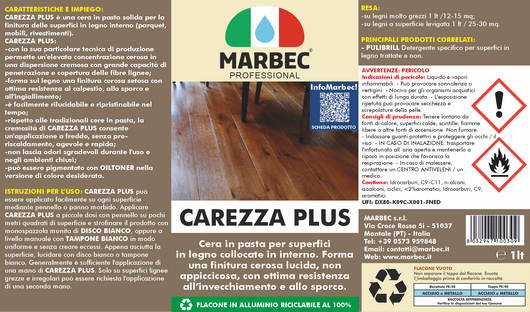 Cera in pasta per superfici in legno CAREZZA PLUS   1LT