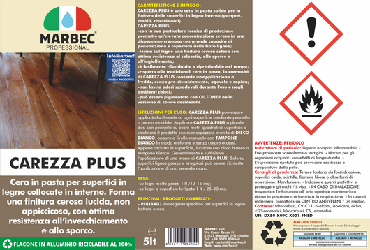 Cera in pasta per superfici in legno CAREZZA PLUS   5LTx4Pz