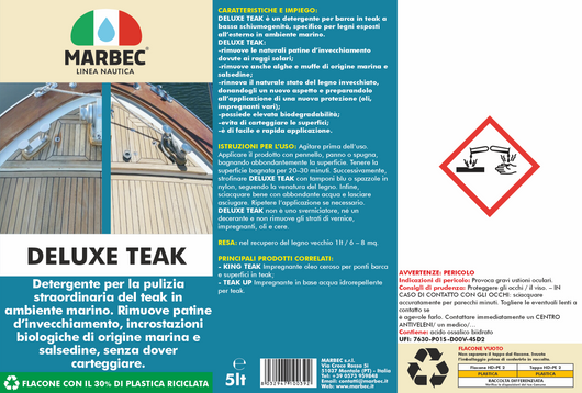 Detergente per ponti barca in teak DELUXE TEAK   5LTx4Pz